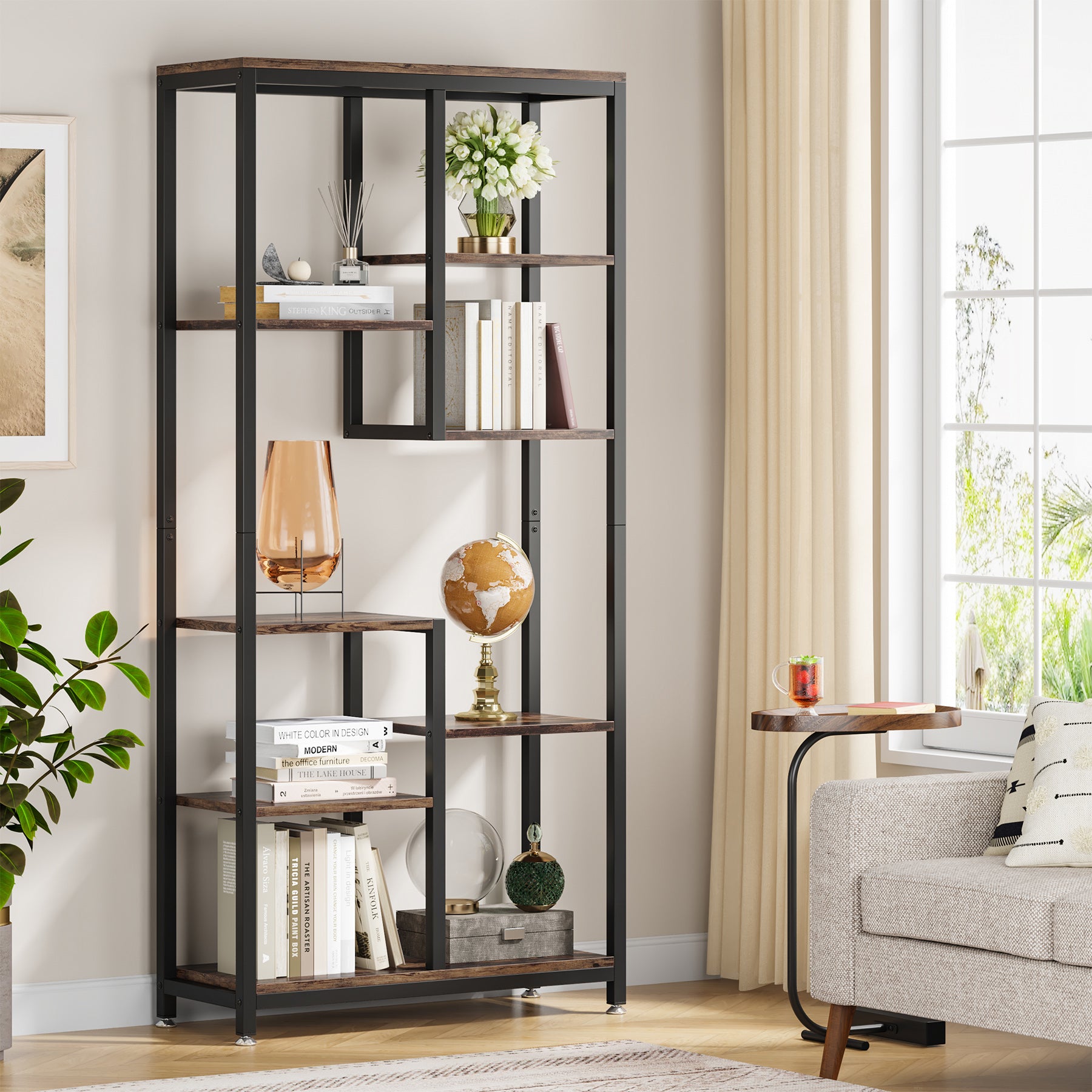 69.2" Bookshelf Industrial Bookcase